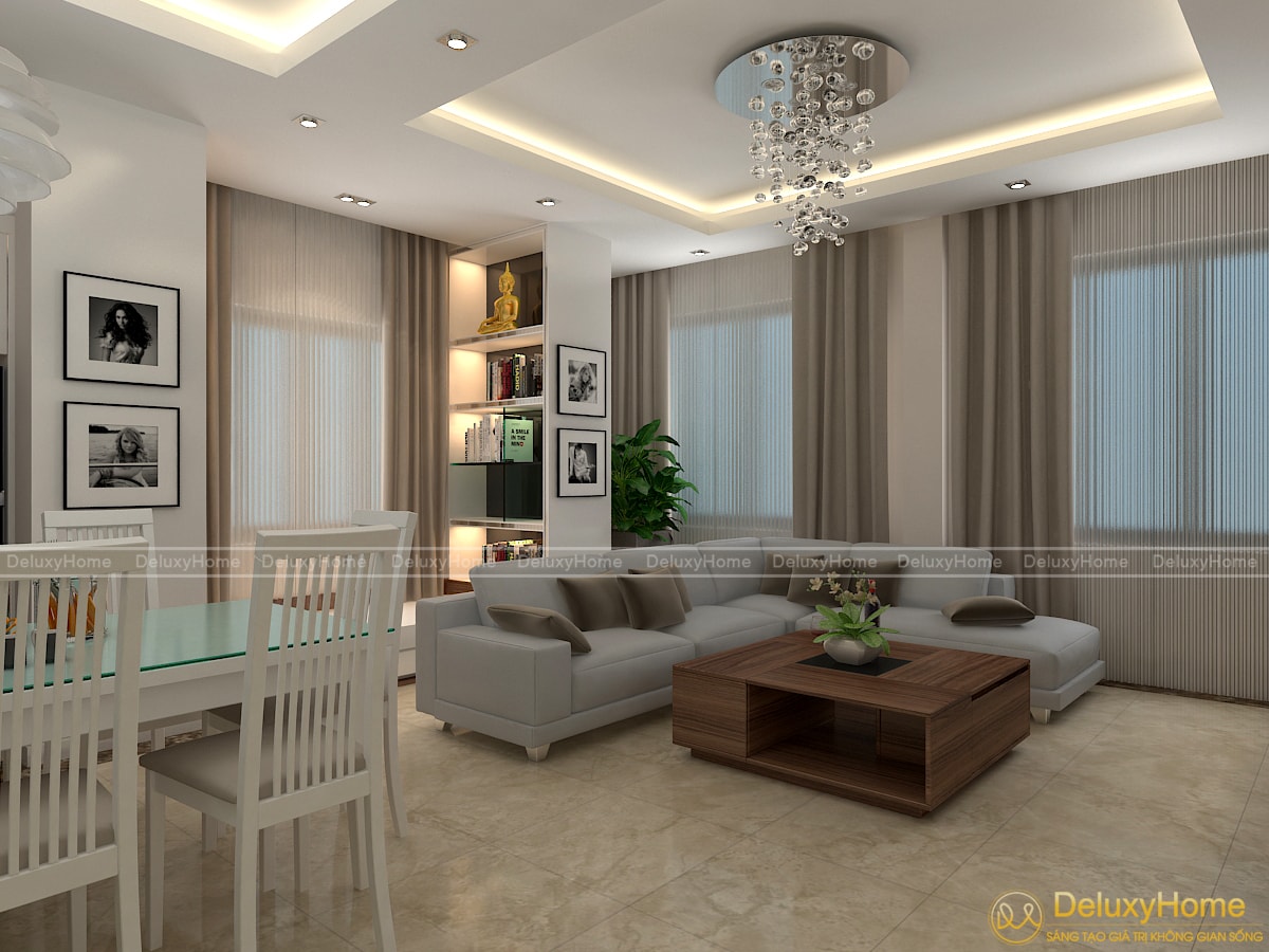View 1 - Nội thất phòng khách liền bếp