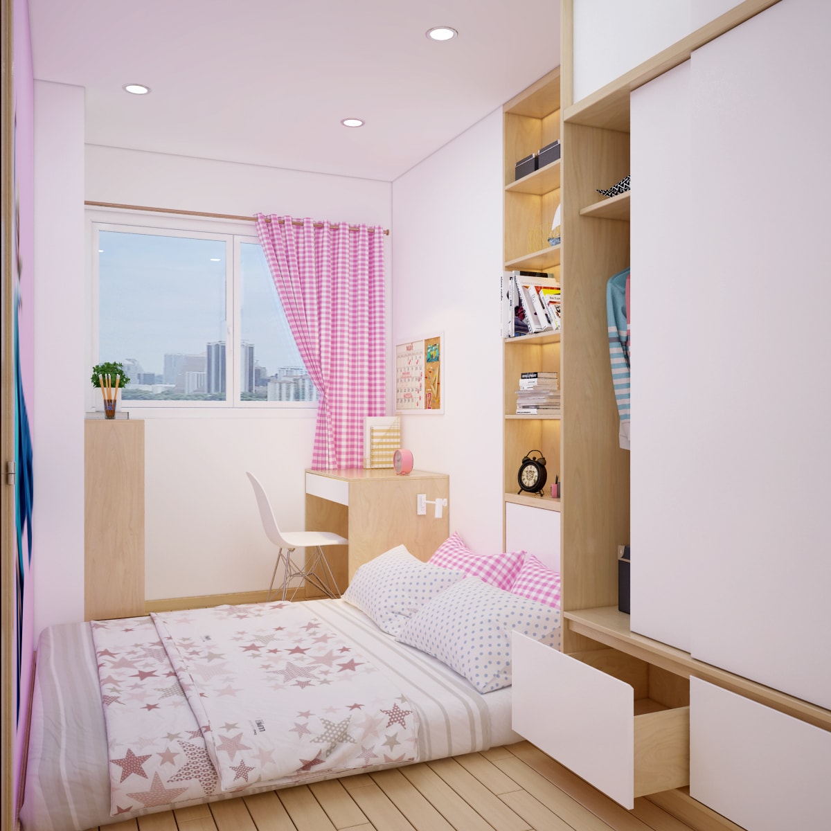 View 3 - Thiết kế nội thất phòng ngủ bé gái chung cư