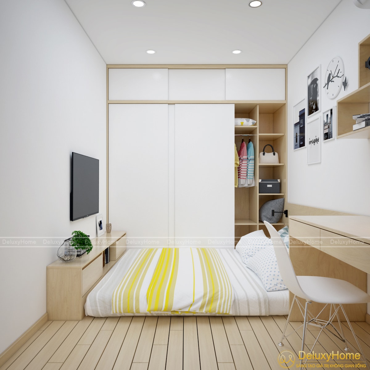 View 2 - Thiết kế nội thất phòng ngủ bố mẹ chung cư