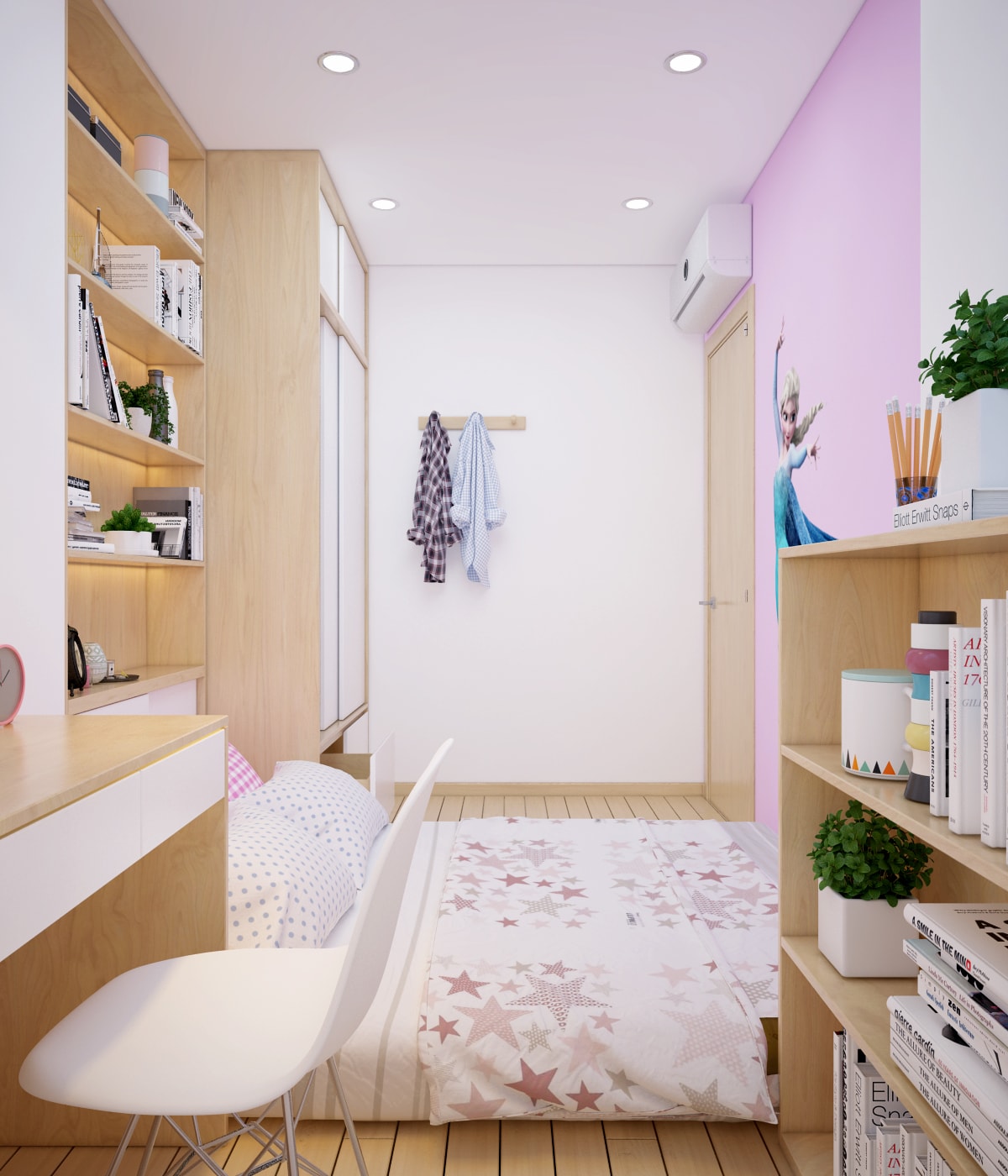 View 2 - Thiết kế nội thất phòng ngủ bé gái chung cư