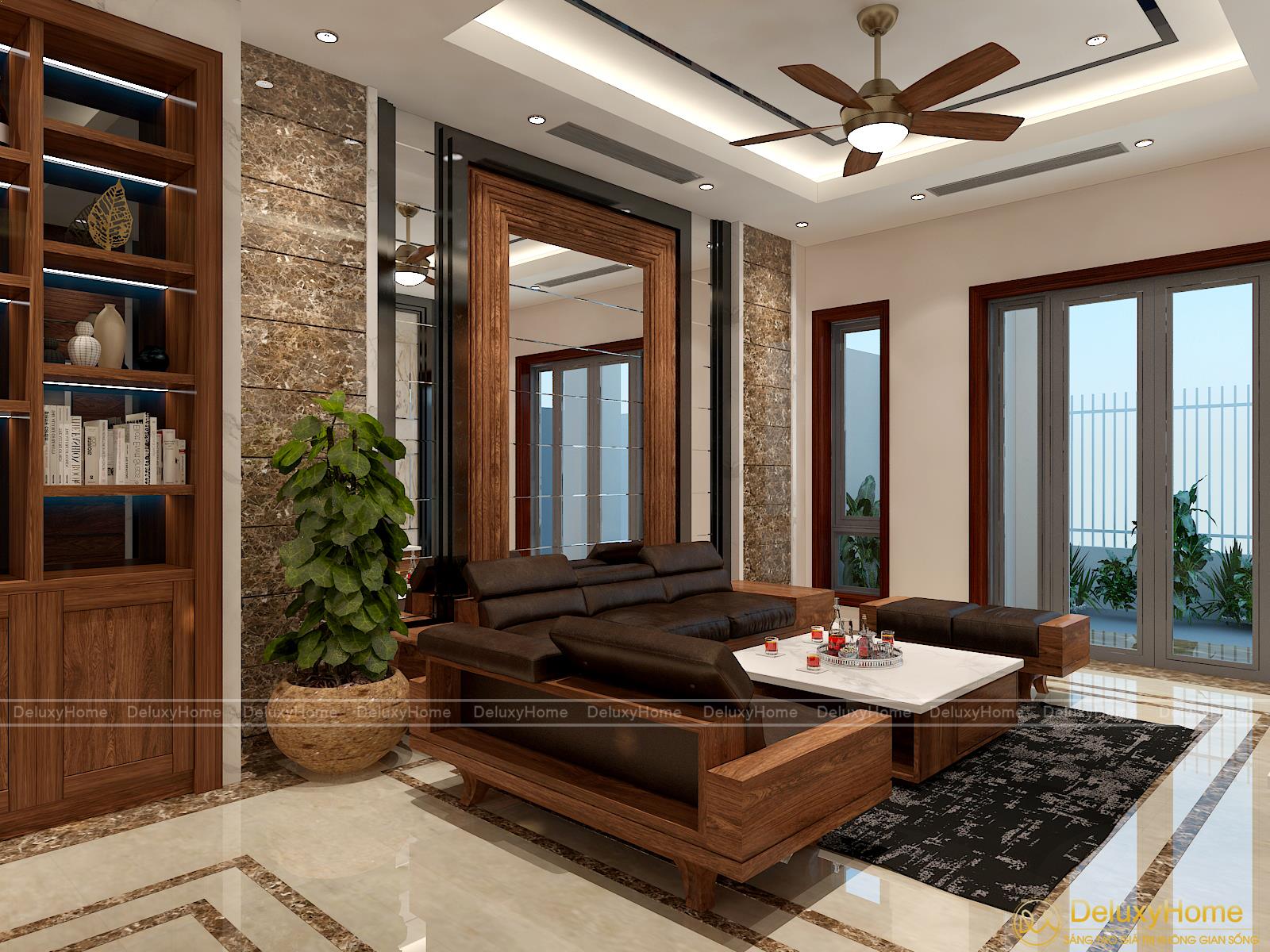 Trang trí nội thất phòng khách có chất liệu gỗ