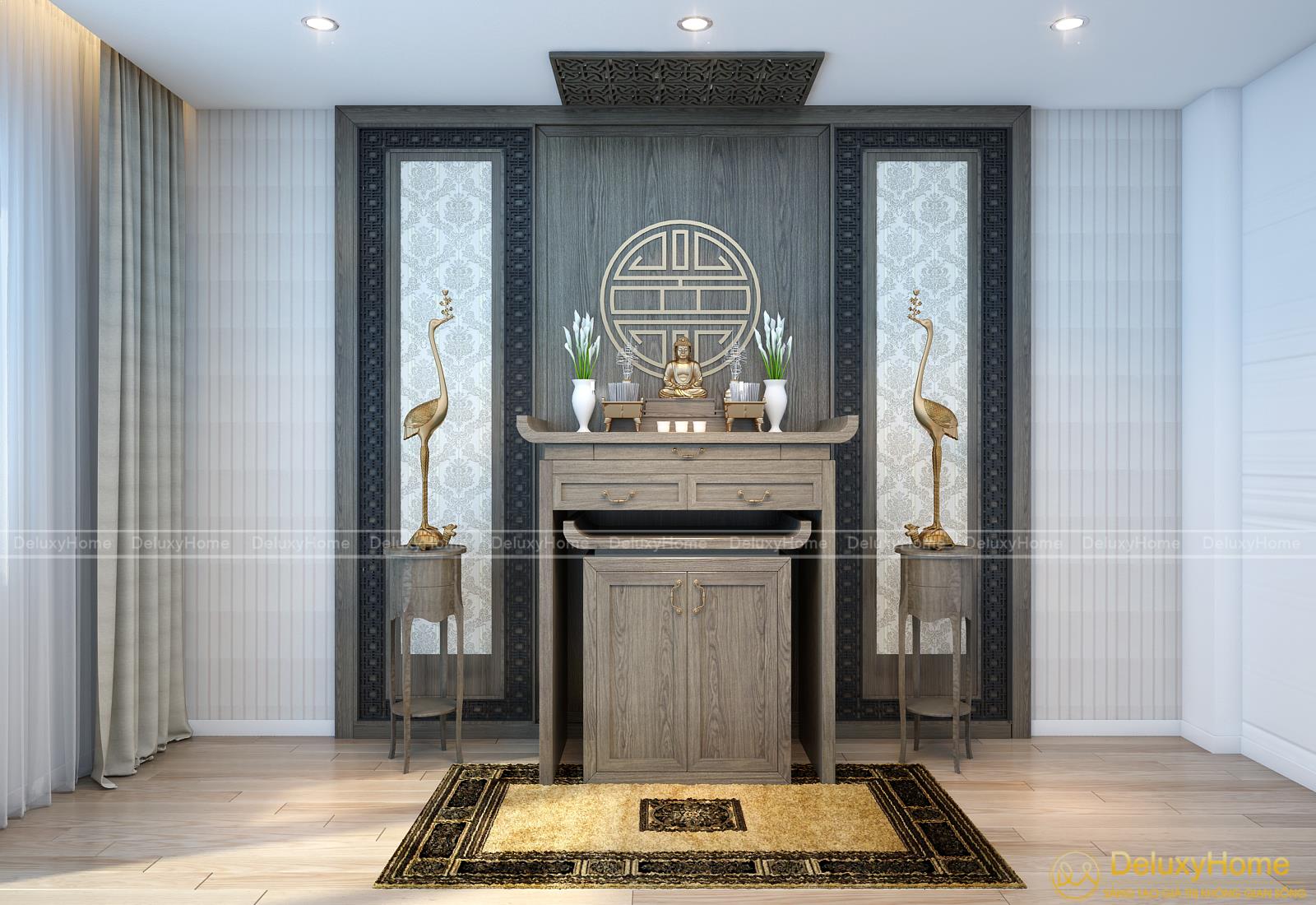 Mẫu nội thất phòng thờ nhà ống