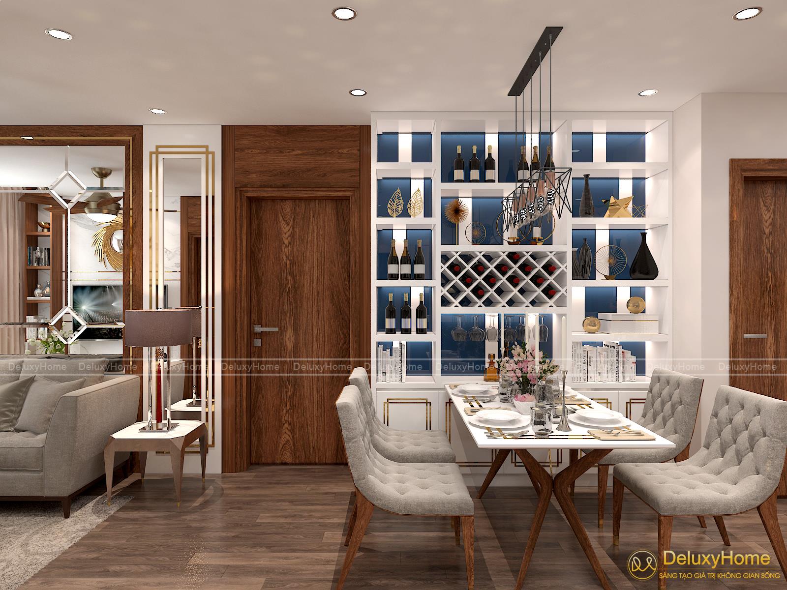 View 2: Mẫu thiết kế nội thất phòng khách căn hộ chung cư cao cấp Eco GreenCity