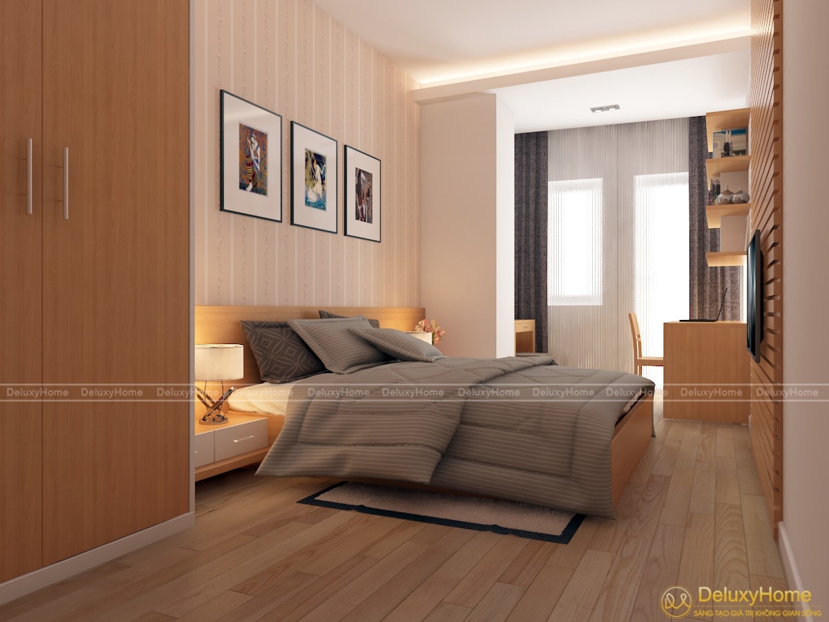 Tone màu nâu được sử dụng chủ yếu trong không gian phòng ngủ 2