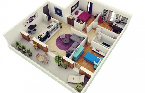 Thiết kế nội thất chung cư 3 phòng ngủ Phương Đông CH03 NDNTCC60