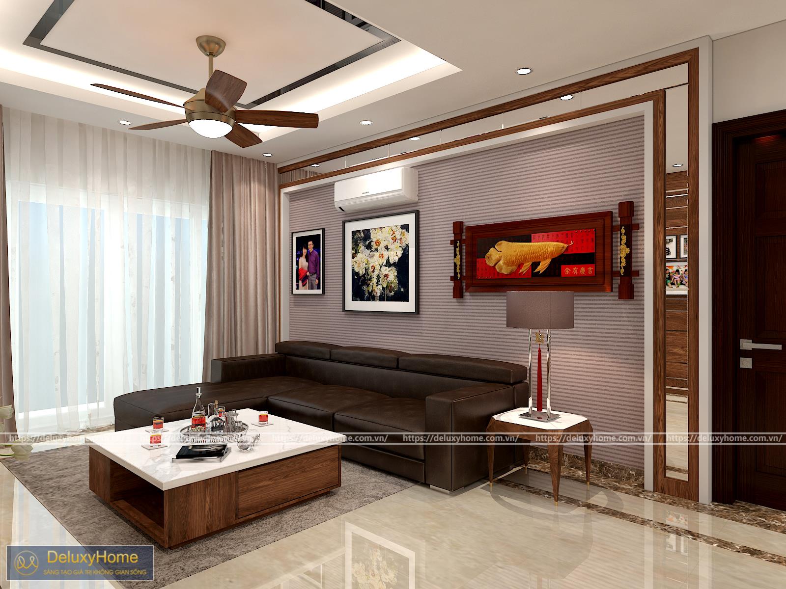 Thiết kế nội thất phòng khách chung cư hiện đại 70m2