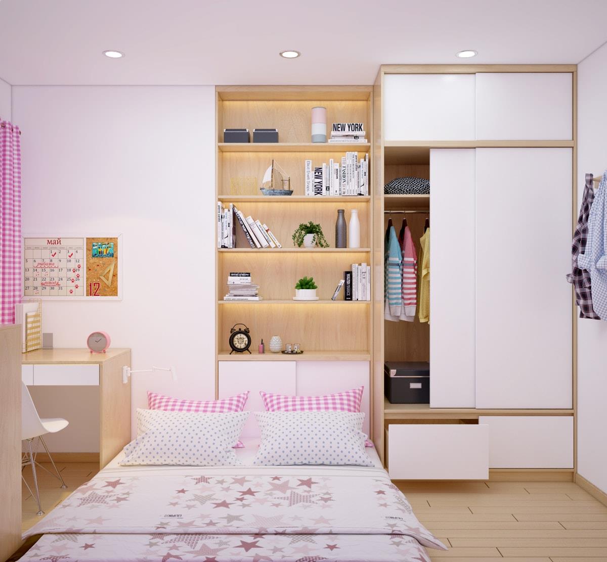 Thiết kế nội thất phòng ngủ cho căn hộ chung cư tại Hà Nội 40m2