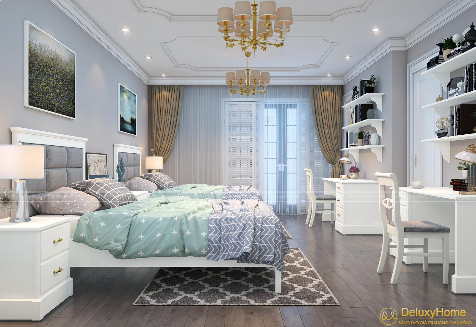 Thiết kế thi công nội thất phòng ngủ dành cho bé của nhà biệt thự