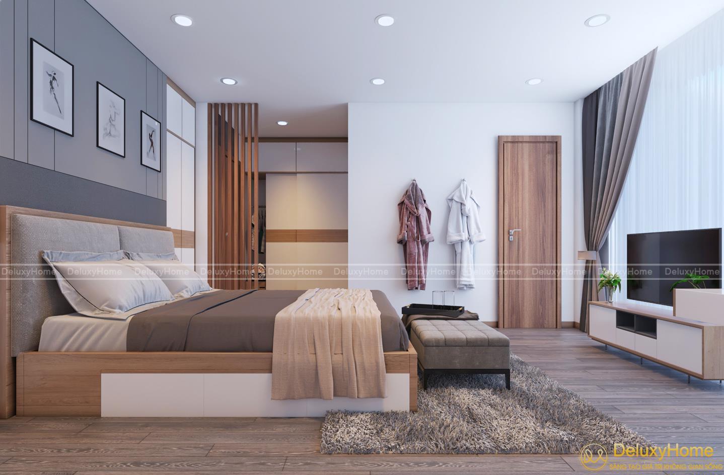 Thiết kế thi công nội thất phòng ngủ master nhà lô