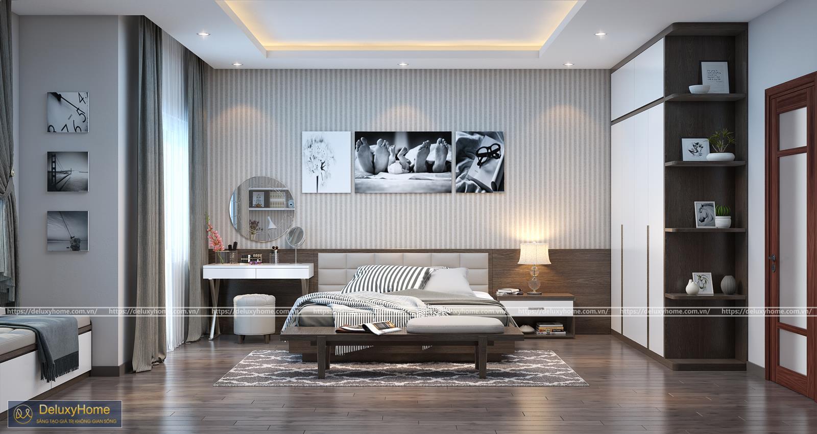 Thiết kế thi công nội thất phòng ngủ nhà biệt thự