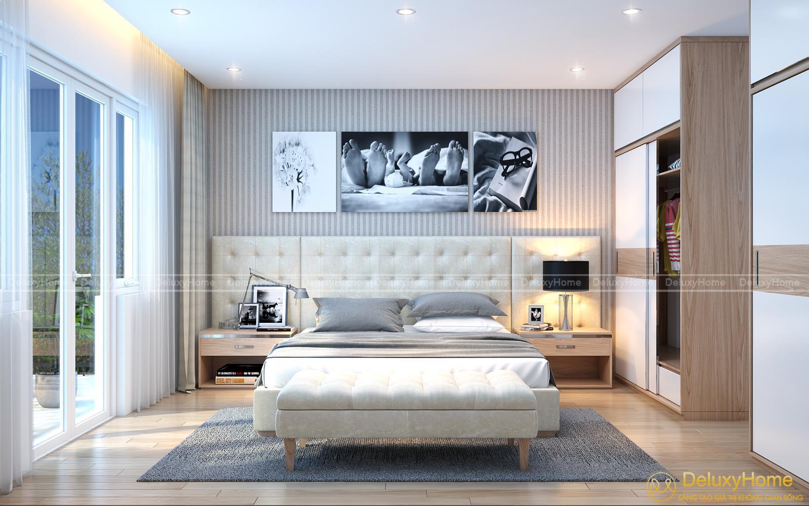 Thiết kế thi công nội thất phòng ngủ tận dụng ánh sáng tự nhiên nhà lô