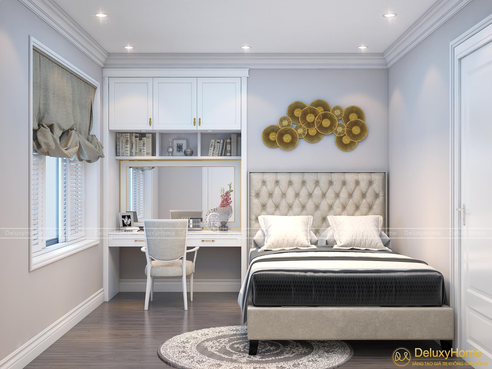 Thiết kế thi công nội thất phòng ngủ đơn của nhà biệt thự