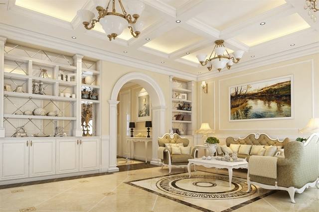 Thiết kế nội thất phòng khách nhà chung cư theo phong cách cổ điển