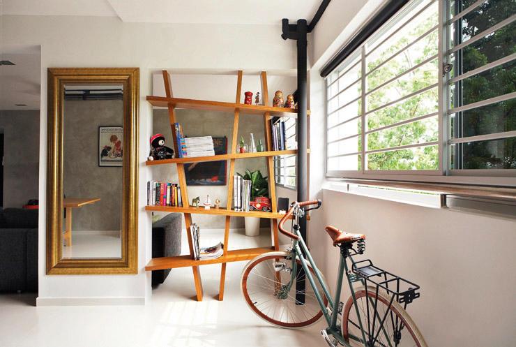 Thiết kế nội thất đẹp cho nhà nhỏ khi sử dụng kệ phân chia không gian